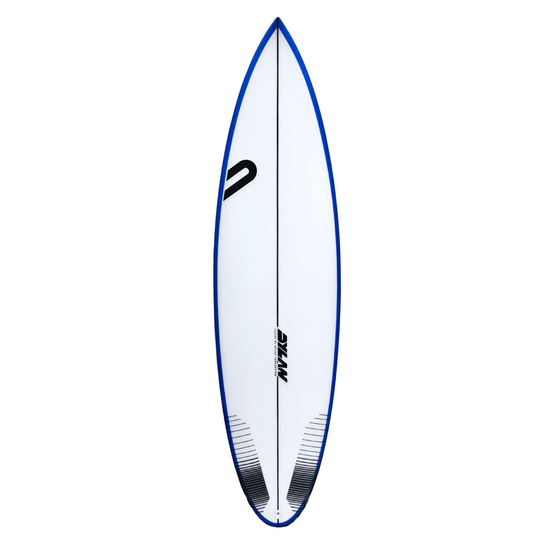Dylan Shapes RX5 Surfboard Clear Blue Rail Spray – high-performance shortboard by Dylan Longbottom, available at Freeride Surf & Skate Auckland NZ