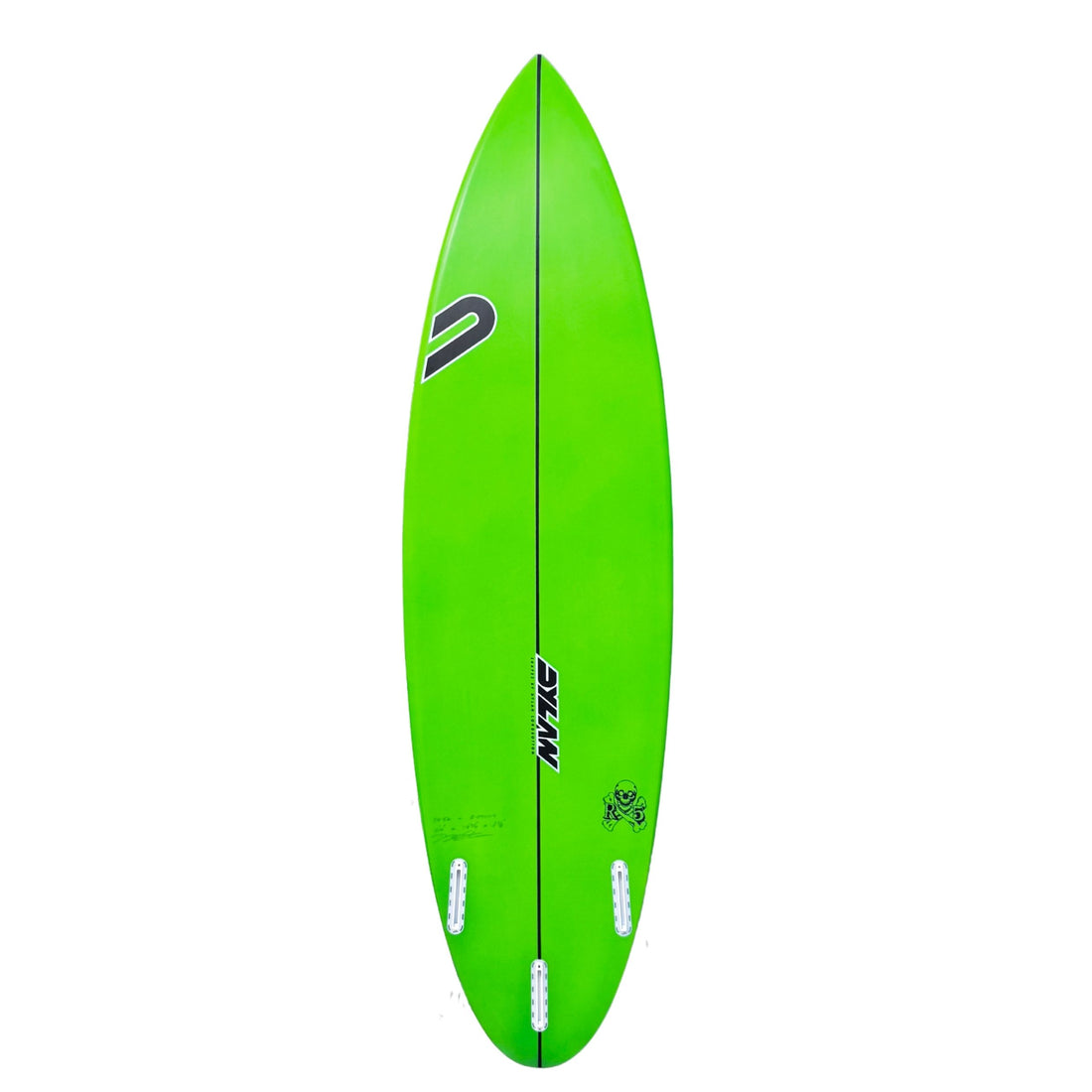 Dylan Shapes RX5 Surfboard Neon Green 6'4 Spray Bottom View Future Fins– high-performance shortboard with Futures by Dylan Longbottom, available at Freeride Surf & Skate Auckland NZ