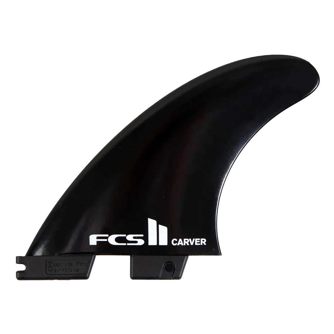 FCS II Carver large tri fin set in black designed for powerful surfing and drawn-out turns, available at Freeride Surf & Skate NZ.