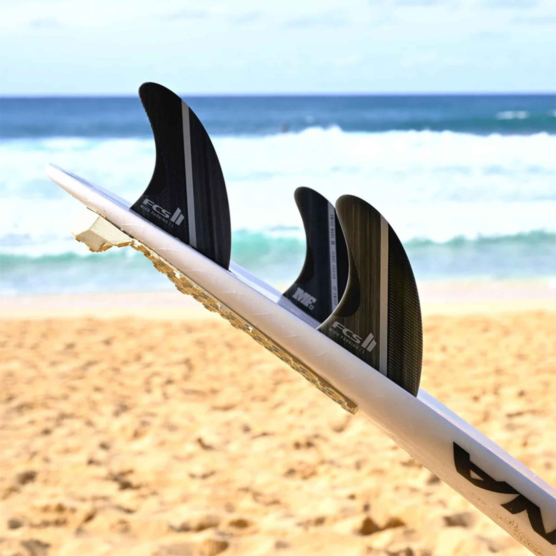 FCS II MF Fibre Fusion Smoke White Medium tri fin set for FCS II system at surf shop Auckland NZ