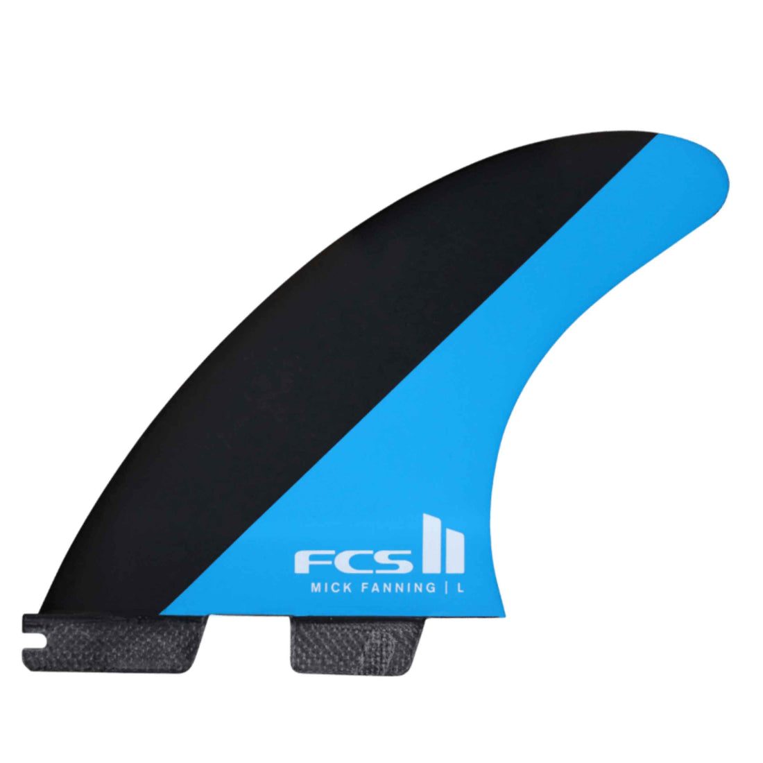 FCS II Mick Fanning PC Black Blue Large Tri Fins for powerful drawn-out turns at Freeride Surf & Skate Auckland NZ