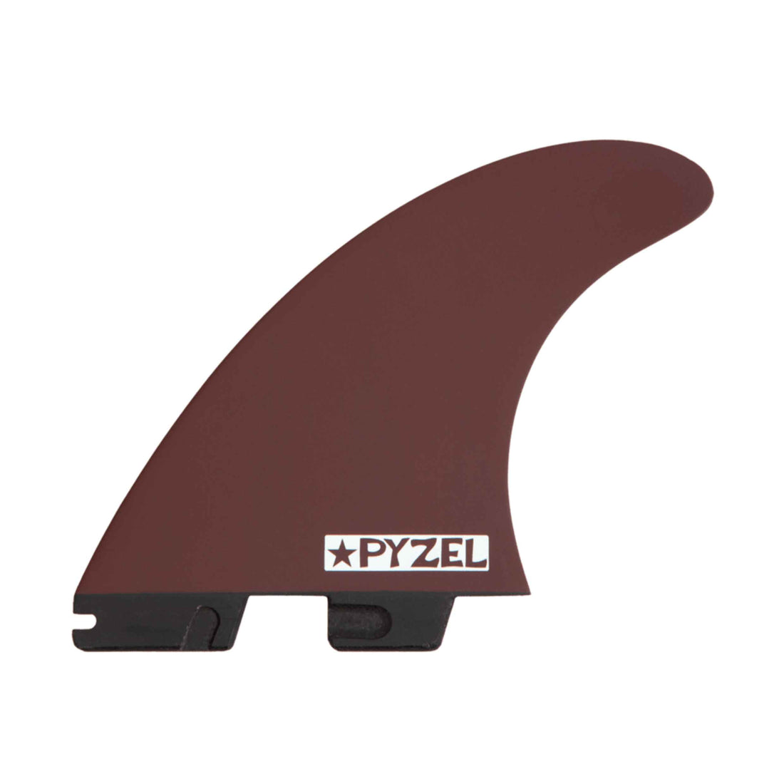 FCS II Pyzel PC AirCore Large Tri Fin Set in Black Shiraz with tapered tip design and lightweight AirCore construction, available at Freeride Surf & Skate NZ.