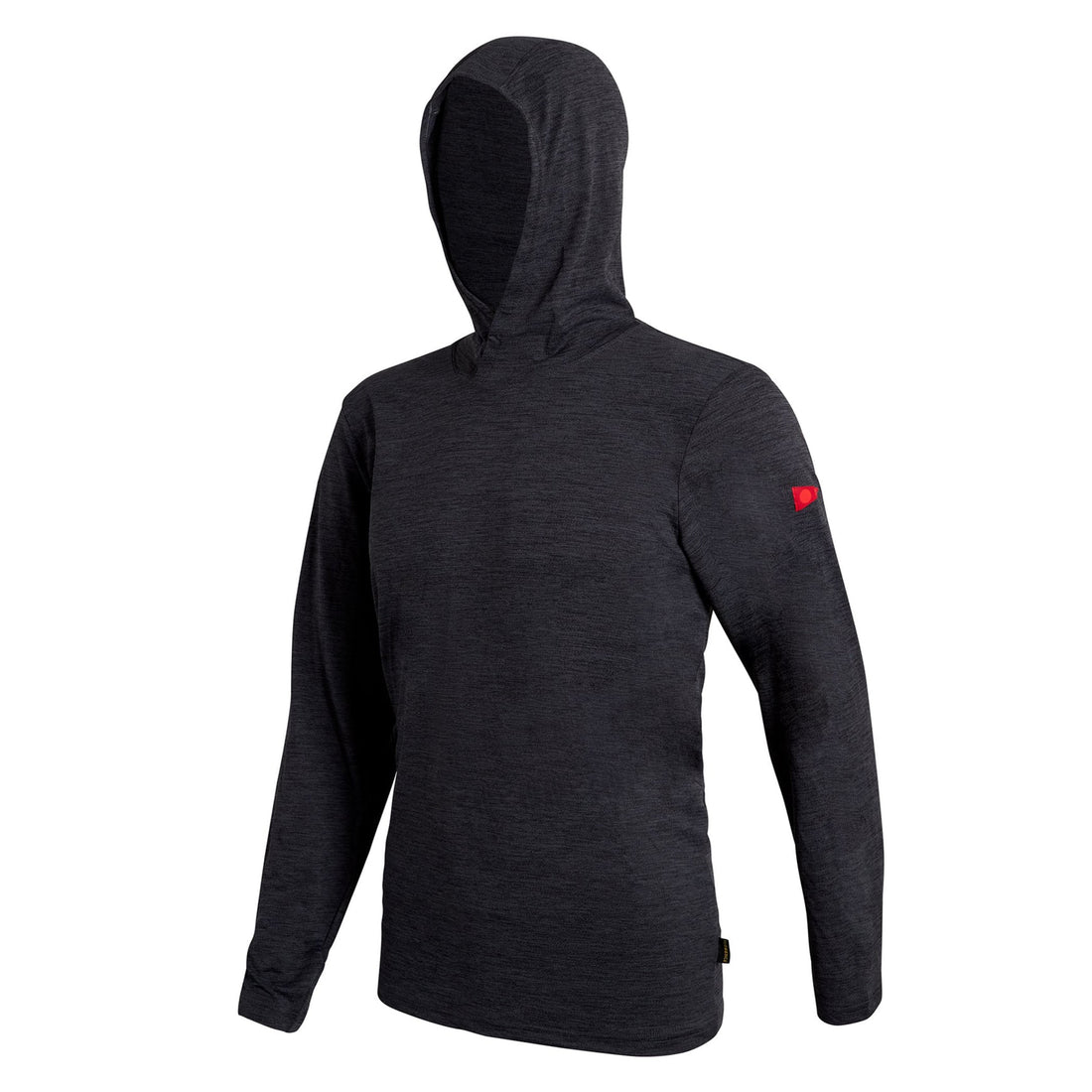Florence Airtex hooded long sleeve shirt in heather charcoal made from breathable recycled performance fabric, available at Freeride Surf & Skate NZ.