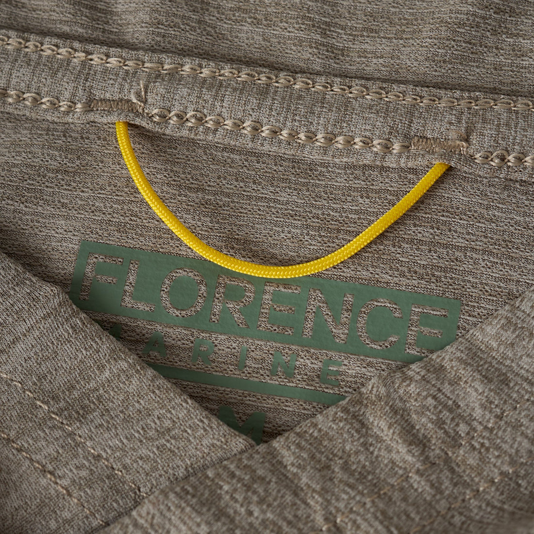 Florence Marine X Airtex hooded long sleeve performance shirt in heather vintage khaki with UPF protection, available at Freeride Surf & Skate NZ.