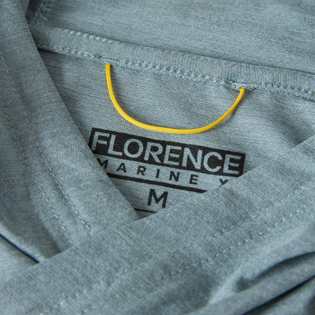 Florence Marine X Airtex hooded long sleeve performance shirt in light sea blue with breathable fabric, available at Freeride Surf & Skate NZ.