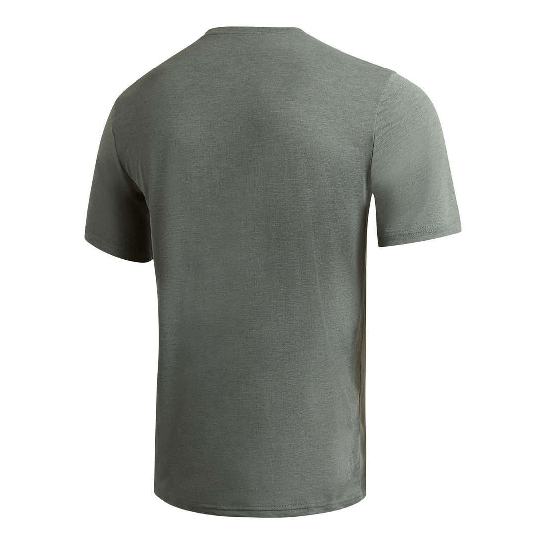 Back view of Florence Airtex Shirt Heather Dark Sage with breathable recycled fabric and short sleeve design, NZ.
