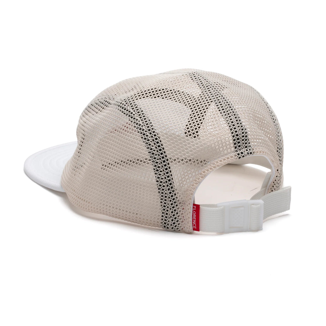 Florence Airtex unstructured hat in white with breathable mesh panels and flexible brim, available at Freeride Surf & Skate NZ.