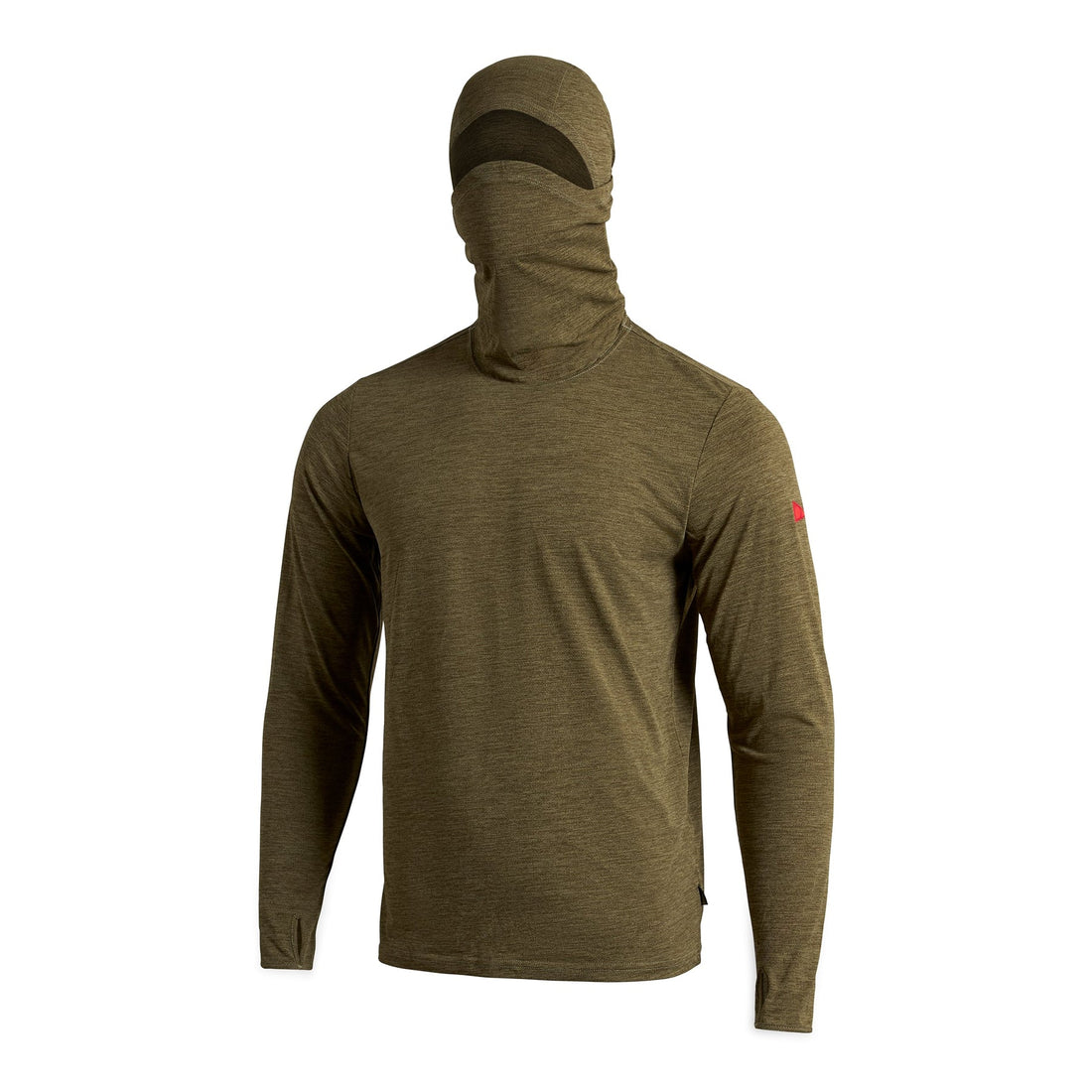 Florence Marine X Airtex balaclava long sleeve hooded performance shirt in burnt olive with UPF protection, available at Freeride Surf & Skate NZ.