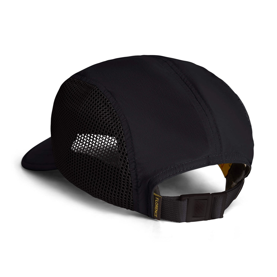 Florence Marine X Airtex Runner Hat black lightweight packable running cap with breathable mesh panels available at Freeride Surf & Skate NZ.