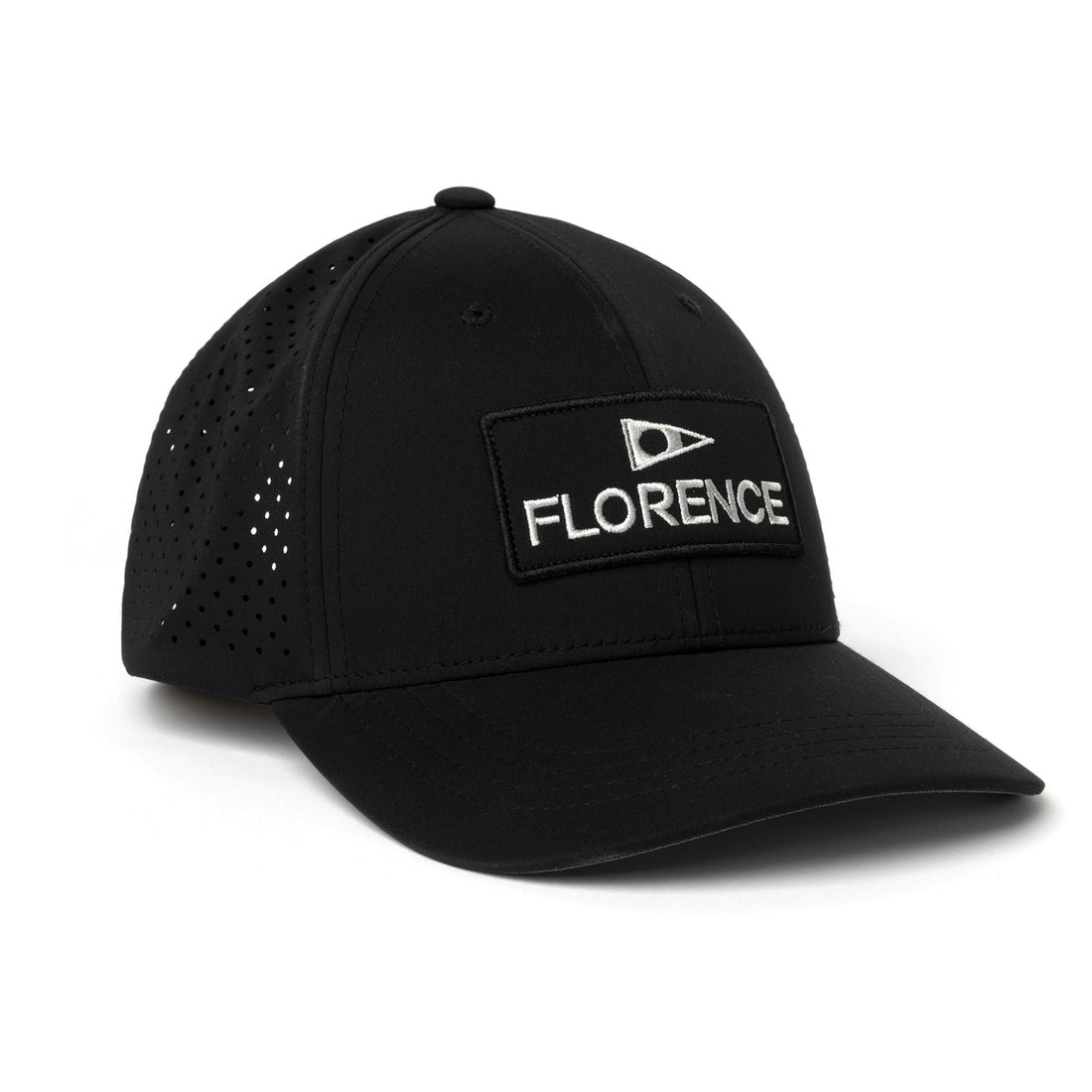 Florence Marine X Airtex trucker cap in black with breathable panels and embroidered logo, available at Freeride Surf & Skate NZ.