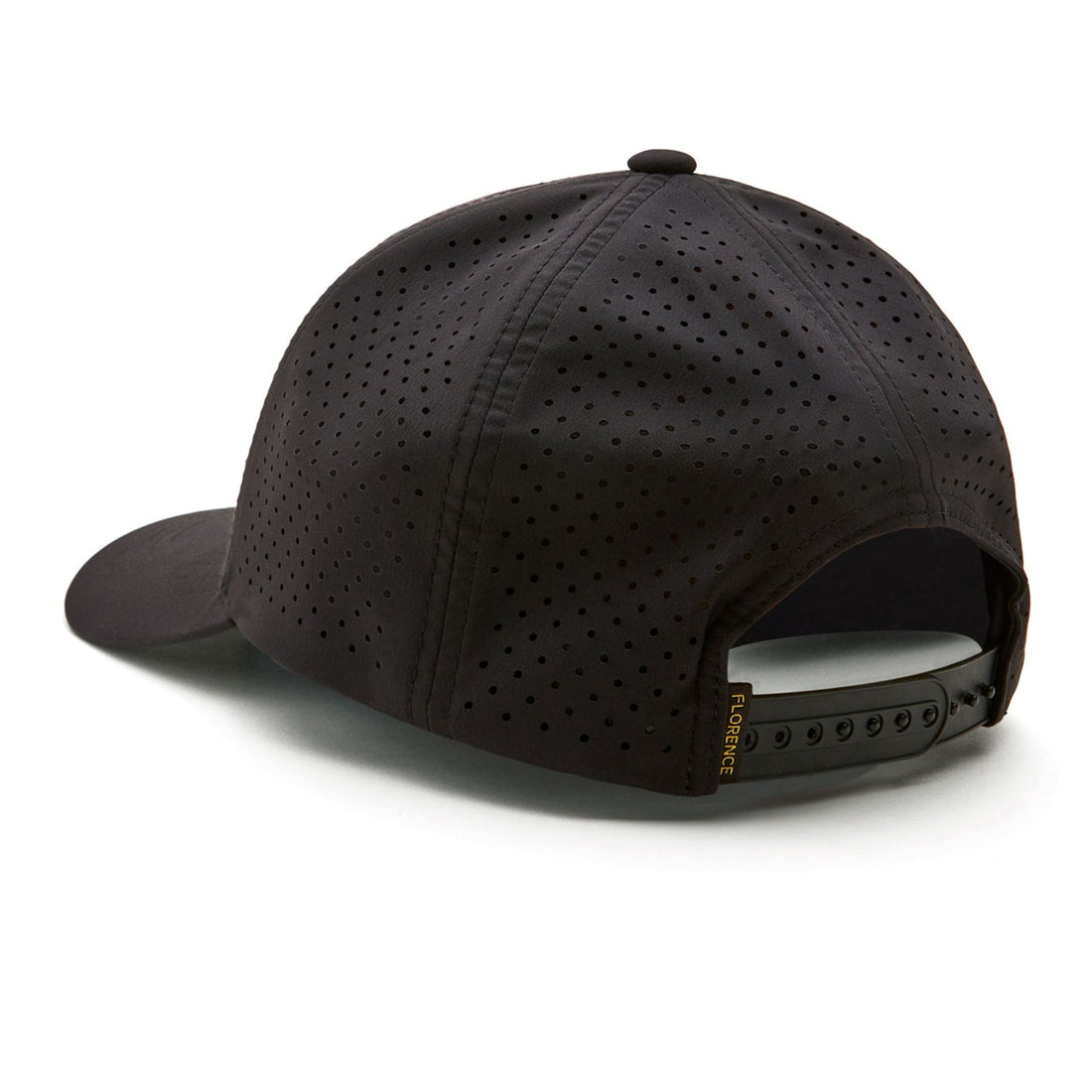Florence Marine X camo Airtex trucker cap in black with breathable panels and adjustable snap closure, available at Freeride Surf & Skate NZ.