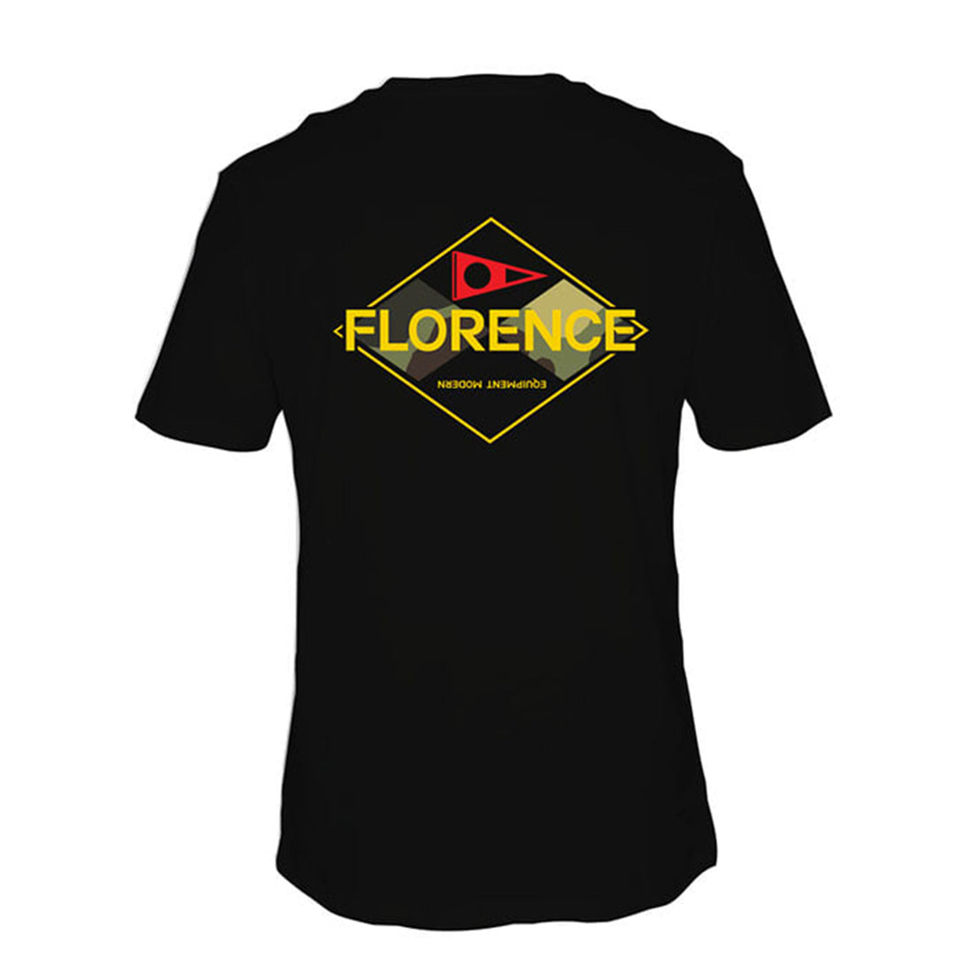 Florence Marine X Camo Logo Tee Black made from 100% cotton with camo logo detail, available at Freeride Surf & Skate NZ.