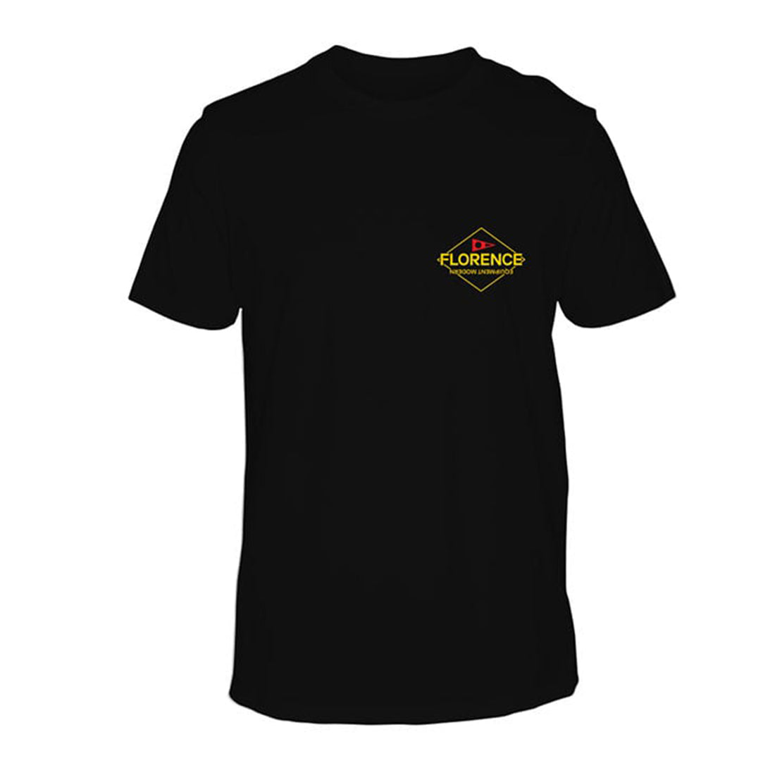 Florence Marine X Camo Logo Tee Black made from 100% cotton with camo logo detail, available at Freeride Surf & Skate NZ.