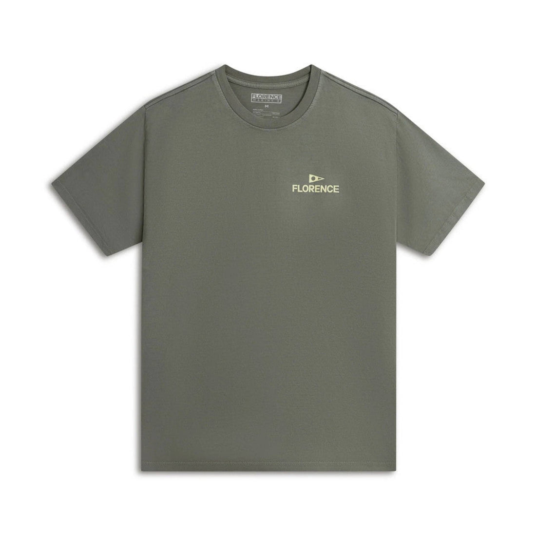 Florence Marine X men’s crew t-shirt in dark sage made from breathable cotton, available at Freeride Surf & Skate NZ.