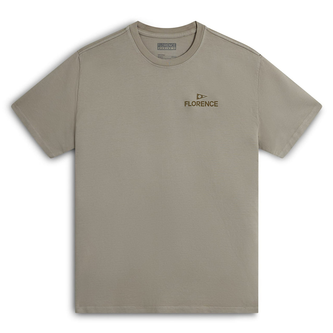 Florence Marine X Crew T-Shirt in willow made from 100% breathable cotton, available at Freeride Surf & Skate NZ.
