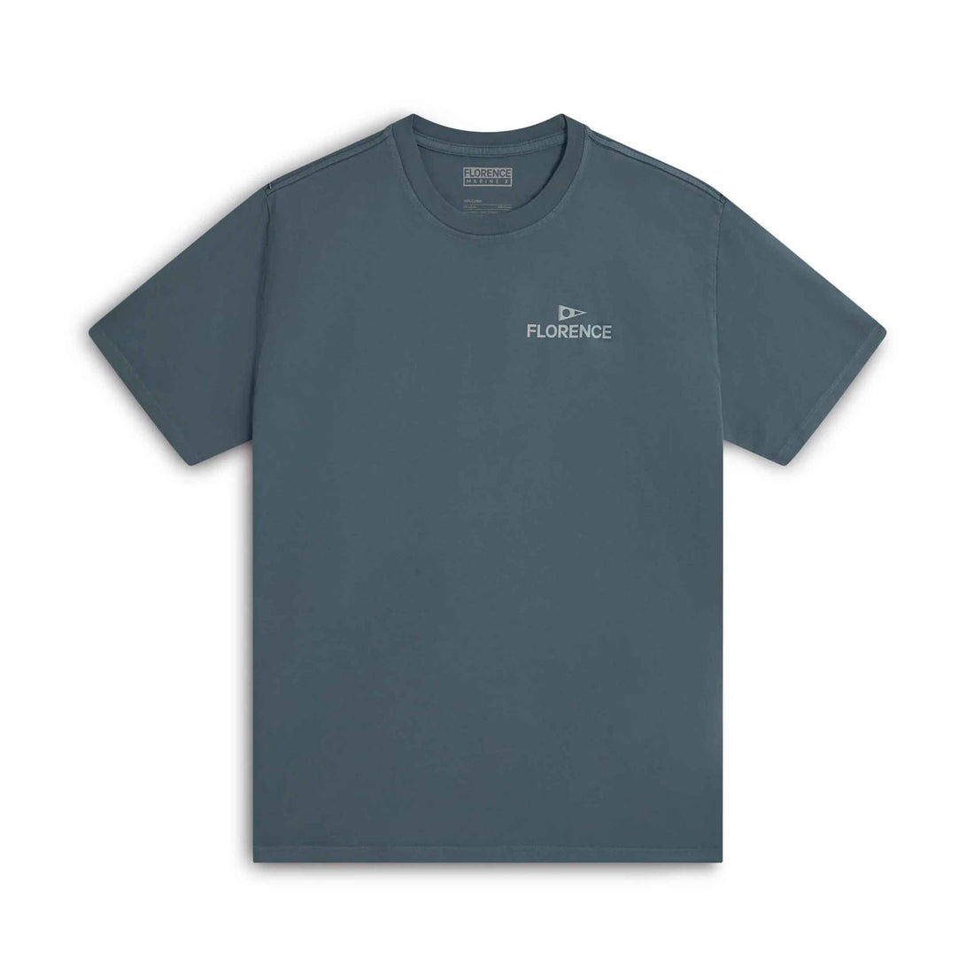 Florence Marine X Crew Tee in Storm, a breathable 100% cotton t-shirt with a standard fit, available at Freeride Surf & Skate NZ.