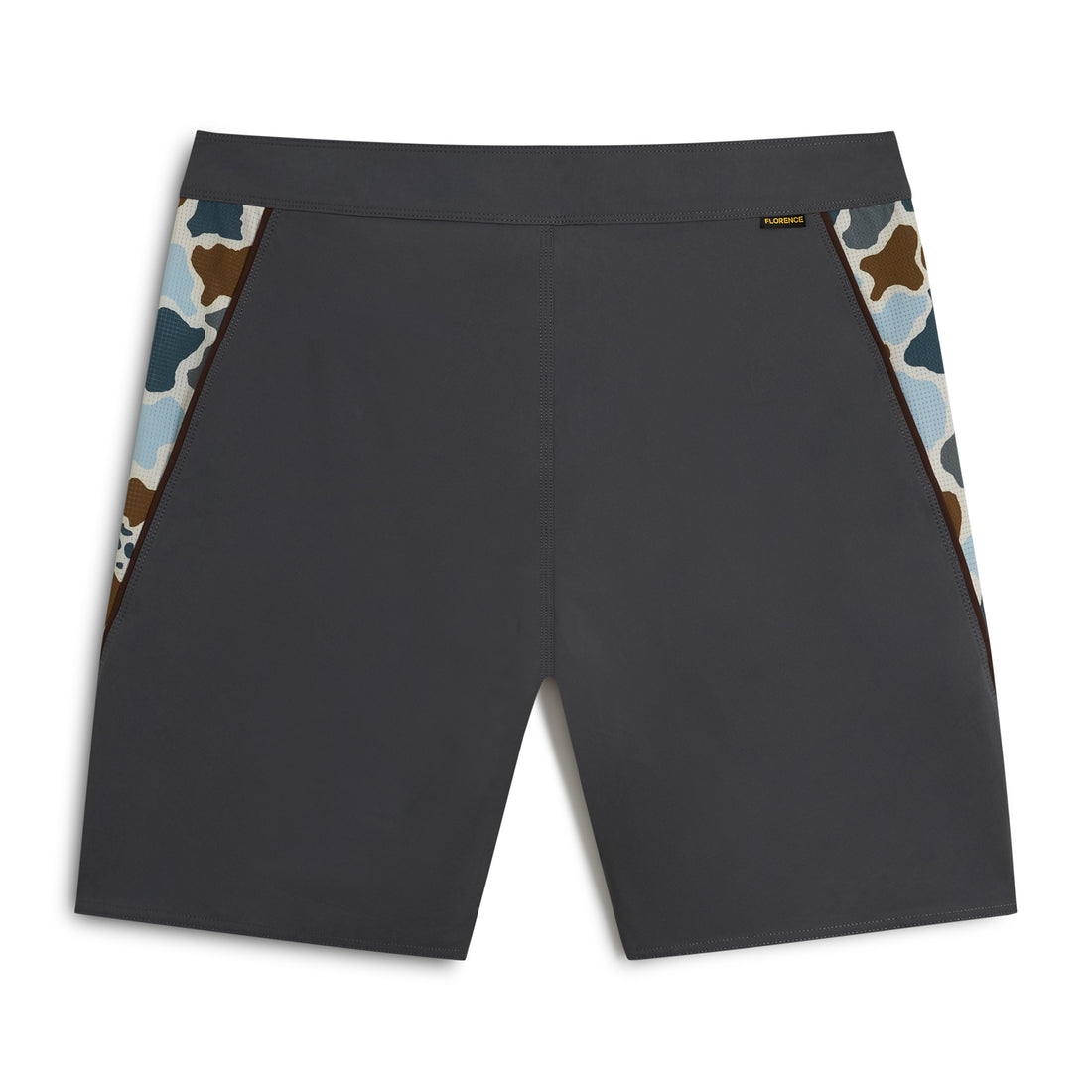 Florence Marine X F1 Airtex Gamma Boardshort in Charcoal with breathable Airtex side panels, available at Freeride Surf & Skate NZ.