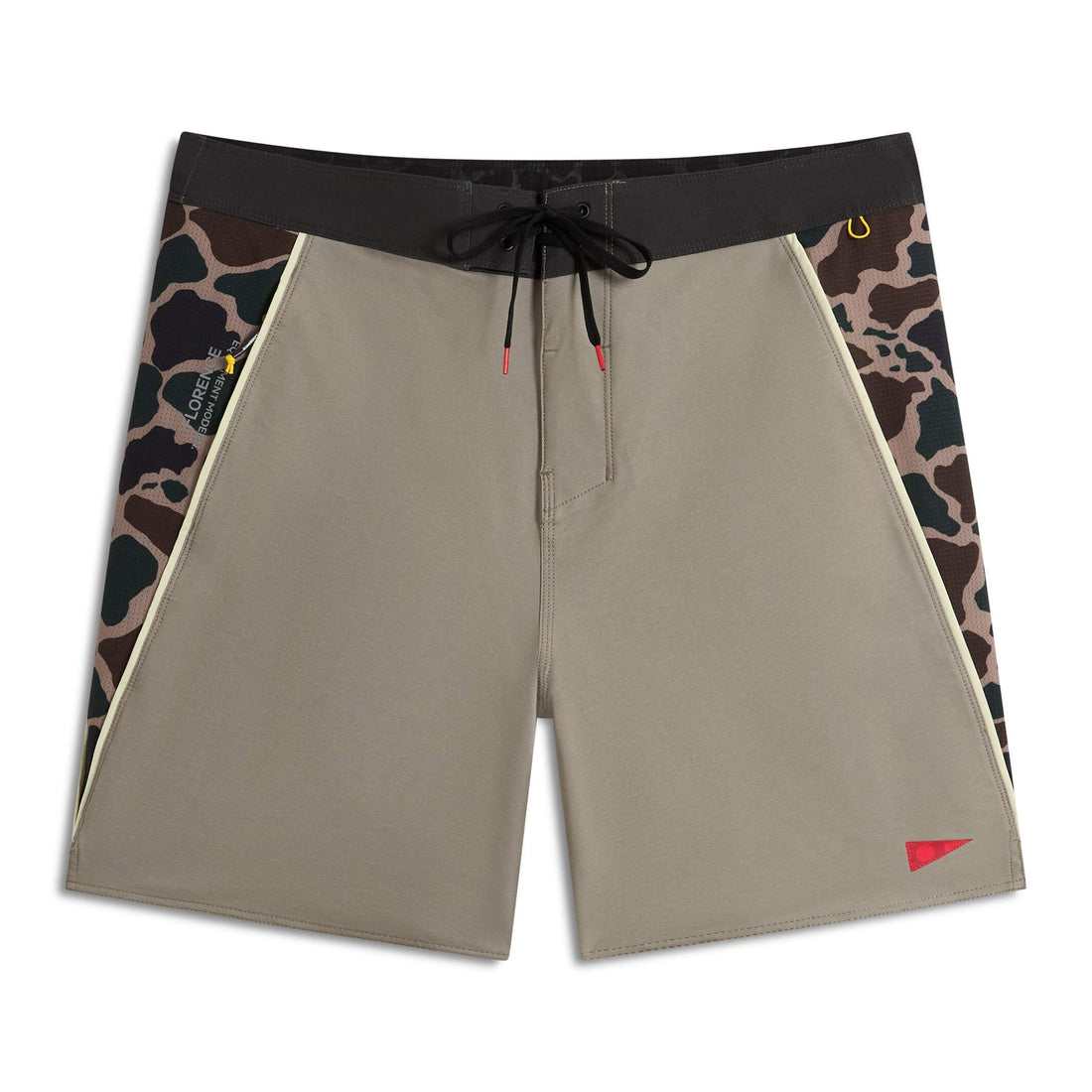 Florence F1 Airtex Gamma Boardshort in Taupe front view, quick-dry recycled fabric with 18.5” outseam, NZ.
