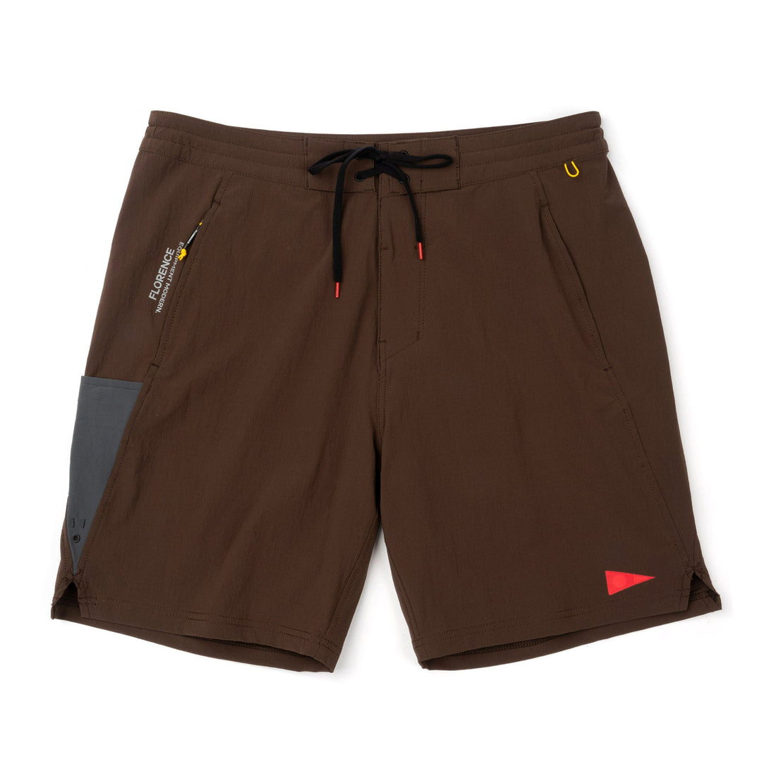 Florence Marine X F1 Cordura Utility Boardshort in Dark Brown with utility pockets and 4-way stretch Cordura, available at Freeride Surf & Skate NZ.