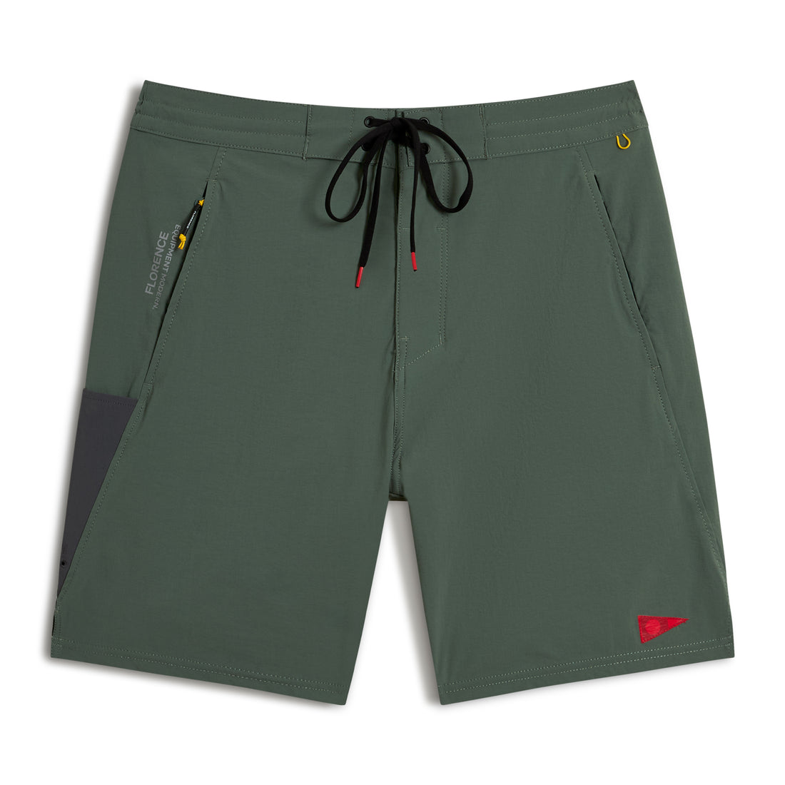 Florence Marine X F1 Cordura Utility Short in Dark Sage with utility pockets and 4-way stretch Cordura, available at Freeride Surf & Skate NZ.