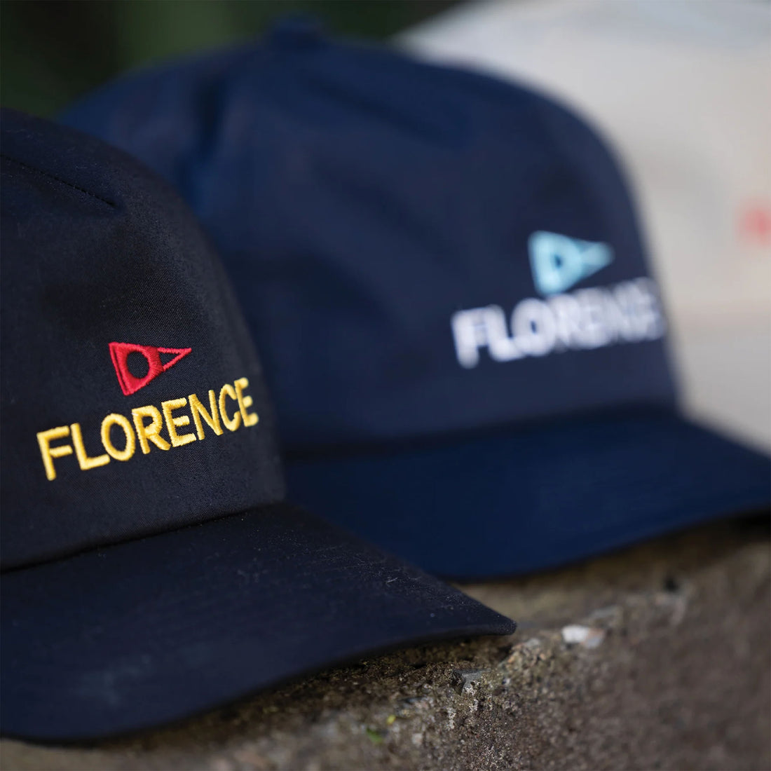 Florence Marine X logo twill hat in black with embroidered logo and adjustable snap closure, available at Freeride Surf & Skate NZ.