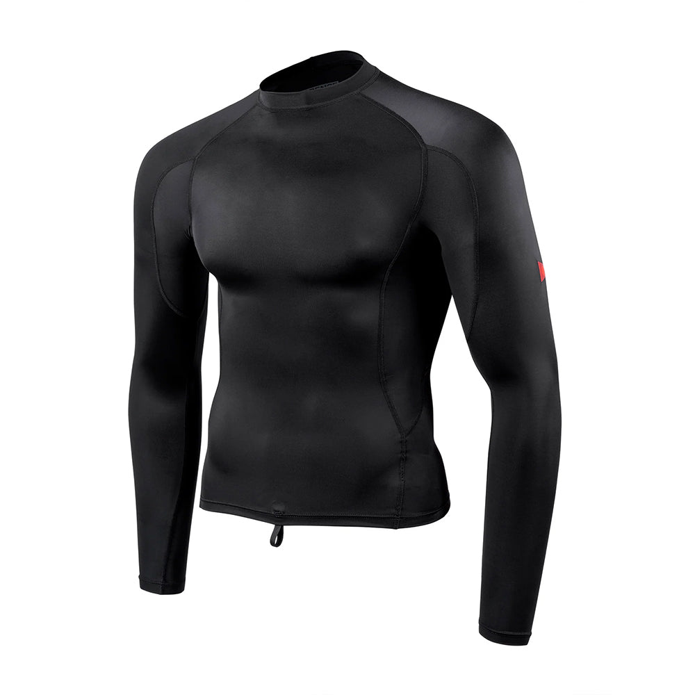 Florence Marine X long sleeve crew rash guard in black with UPF 50+ sun protection, available at Freeride Surf & Skate NZ.