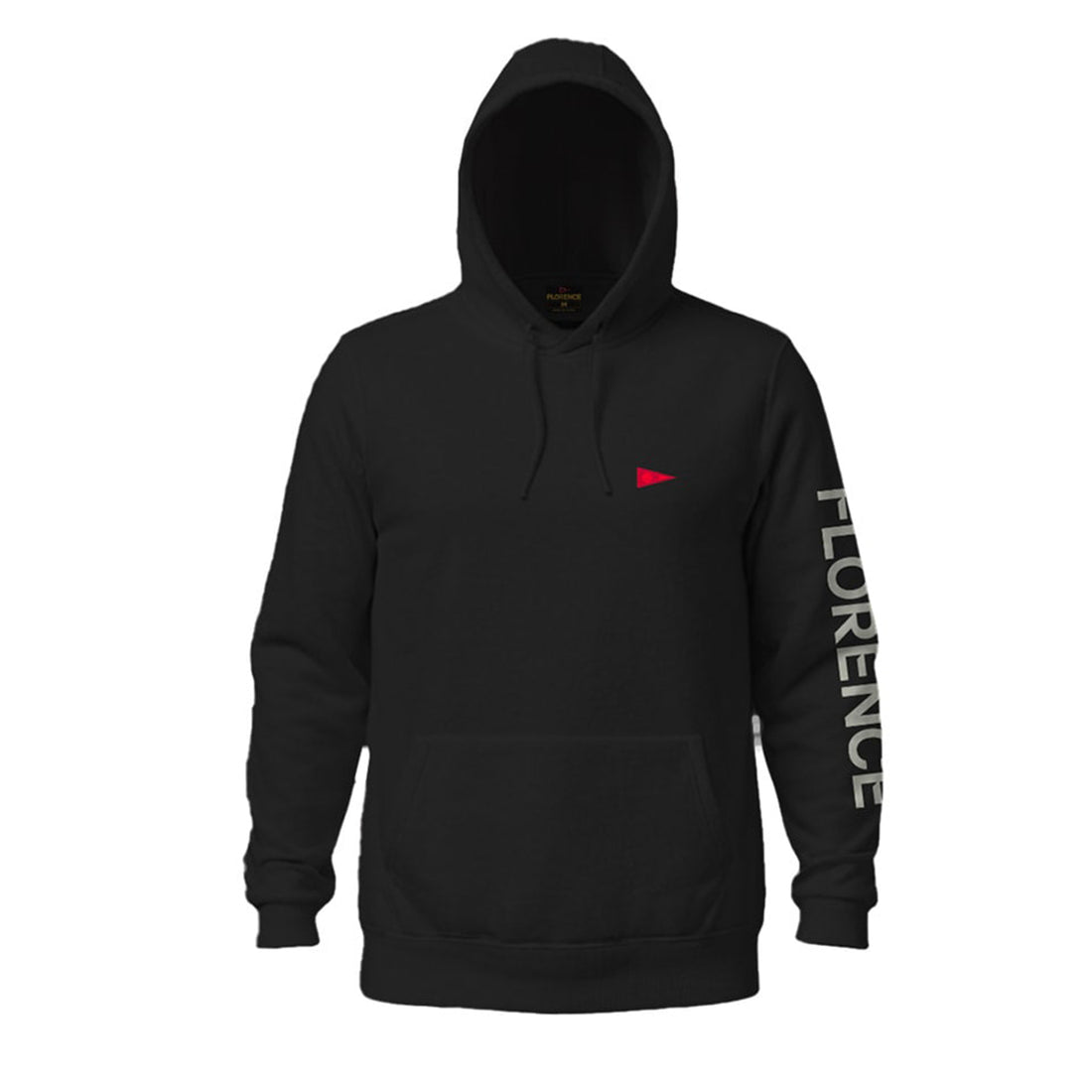 Florence Marine X mens hoodie in black made from cotton blend fleece, available at Freeride Surf & Skate NZ.