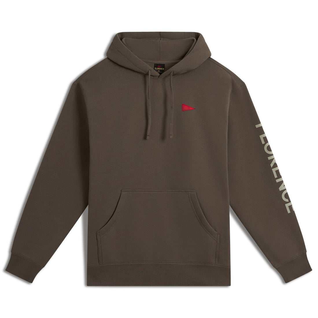 Florence Marine X mens hoodie in pumice colour made from cotton blend fleece, available at Freeride Surf & Skate NZ.