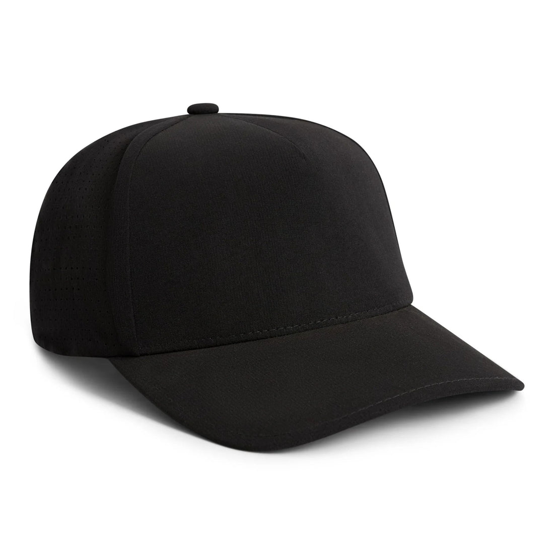 Florence Marine X Performance Airtex Hat in Black with embroidered burgee logo and 5-panel medium-profile design, NZ.