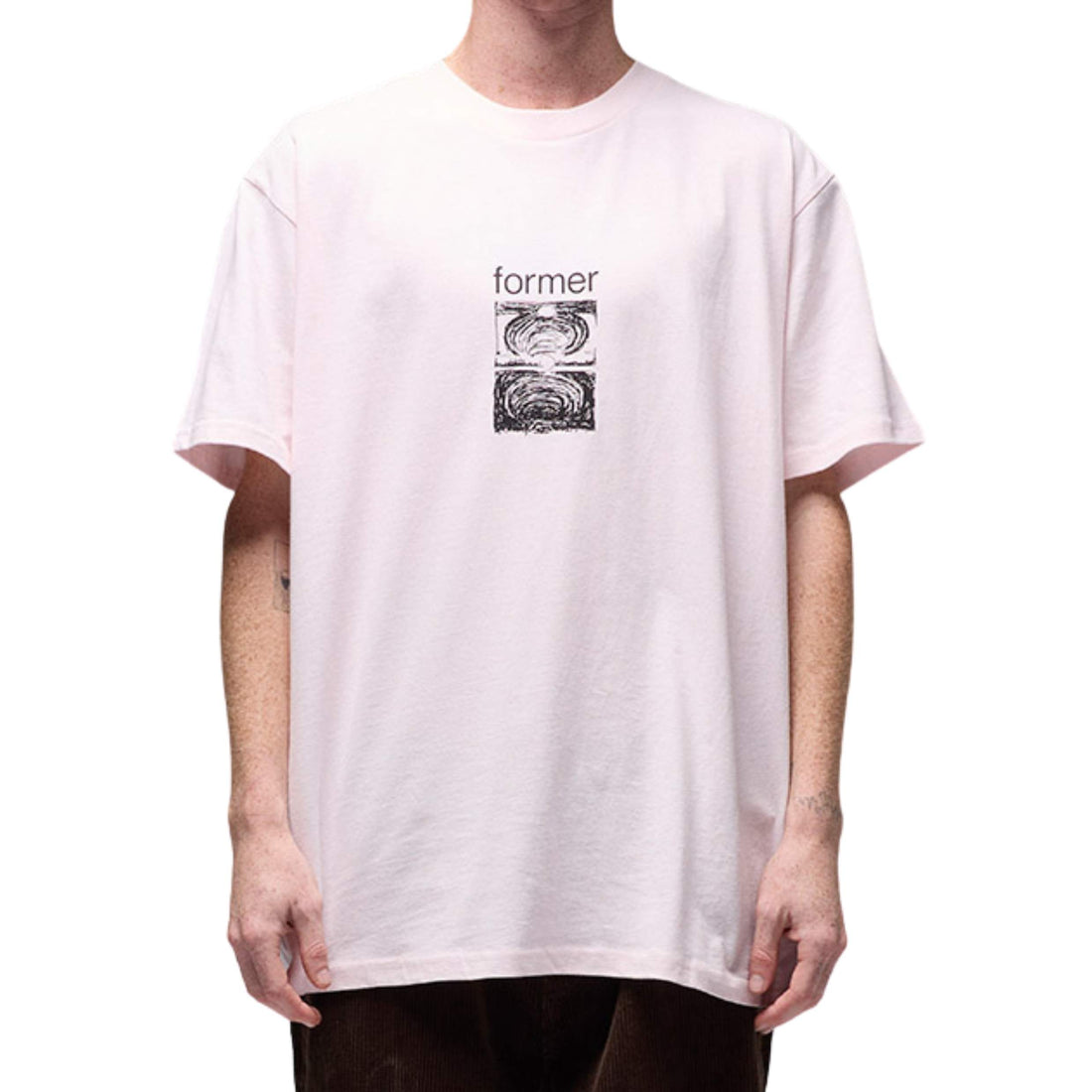 FORMER Dane Crux T-Shirt in Blush — premium cotton tee with minimalist chest graphic, available at Freeride Surf & Skate NZ.