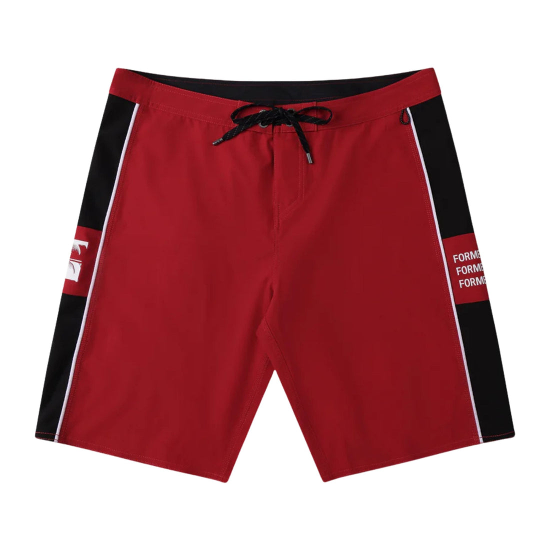 Former System Eclipse 20" Trunk Red — 4-way stretch red surf boardshorts with drawcord waist and Velcro pocket, available at Freeride Surf & Skate NZ.