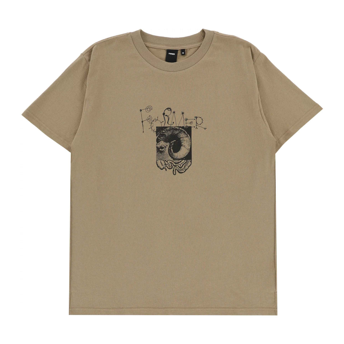 Former Vertex T-Shirt timber colour cotton tee with front graphic available at Freeride Surf & Skate NZ.