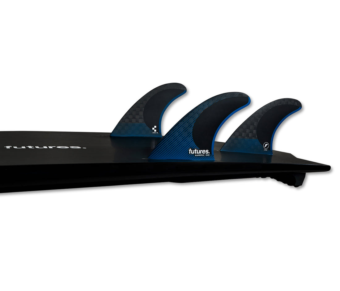 Futures R6 Blackstix thruster fin set for Futures system at surf shop Auckland NZ