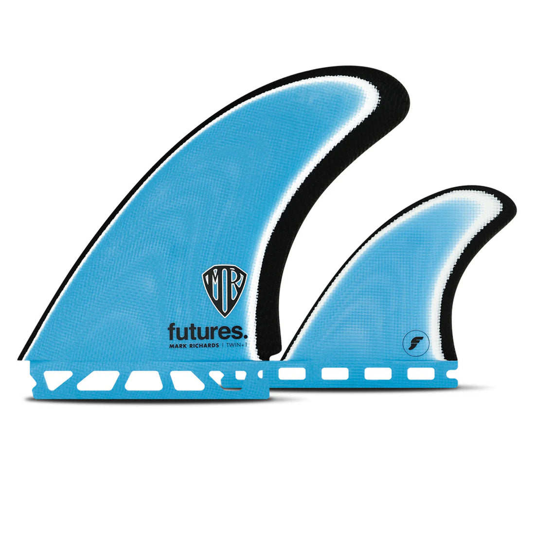 Futures Mark Richards twin fin plus trailer fiberglass surfboard fins available at Freeride Surf & Skate NZ.