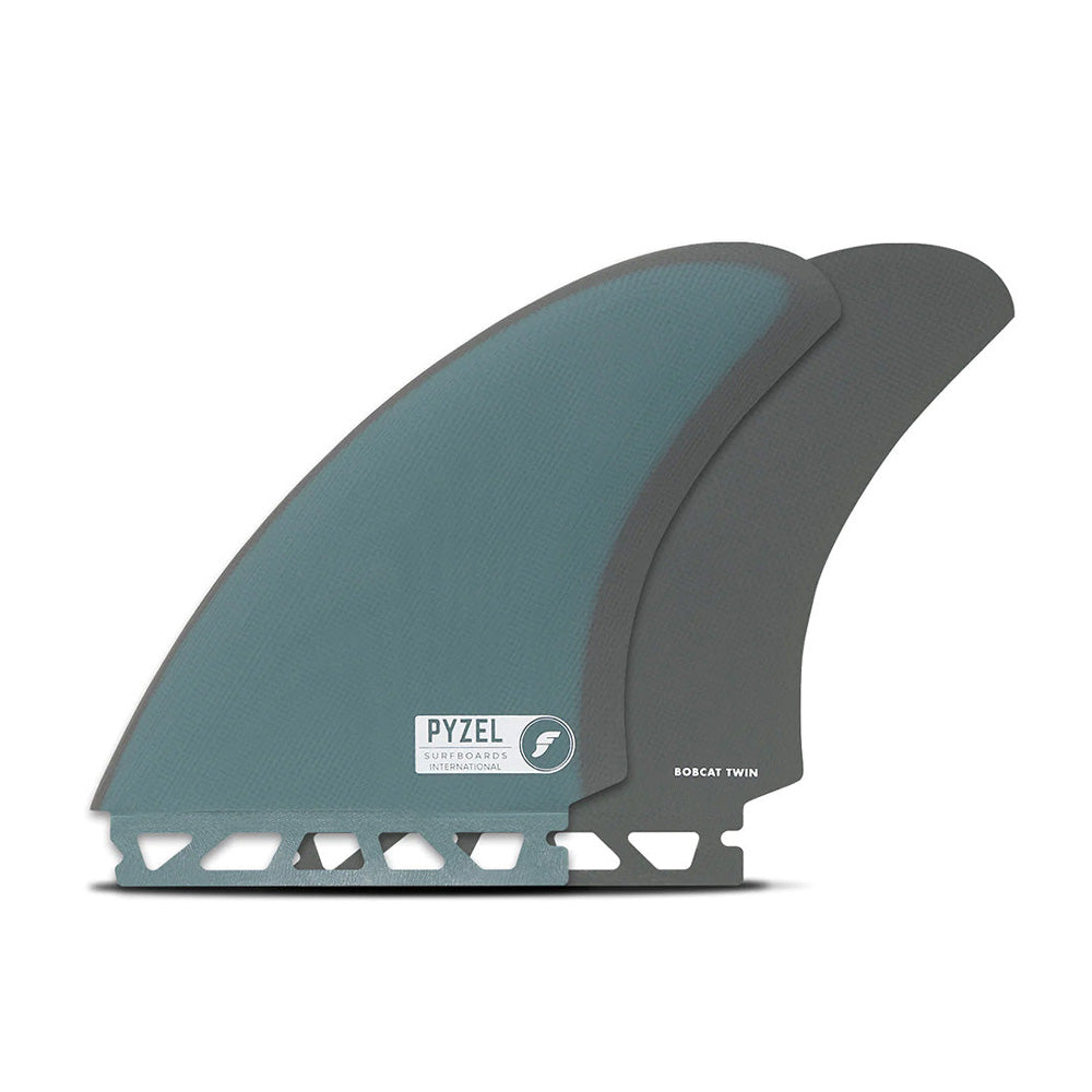 Futures x Pyzel Bob Cat twin fin set Blue Grey for Futures system at surf shop Auckland NZ