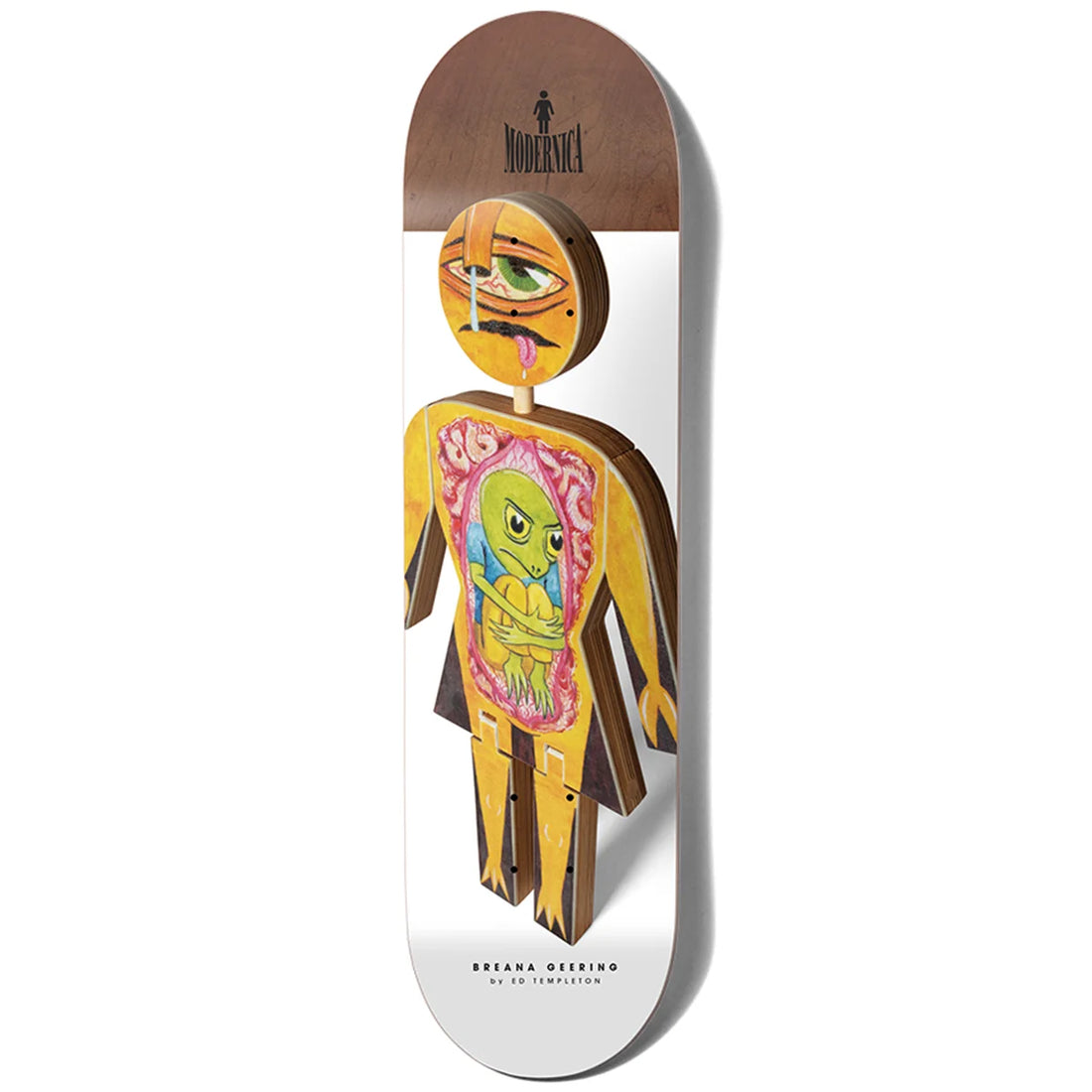 Girl Breana Geering Modernica Collection 8.5" Skate Deck — premium 7-ply maple skateboard deck with Modernica collaboration art graphic, available at Freeride Surf & Skate NZ.