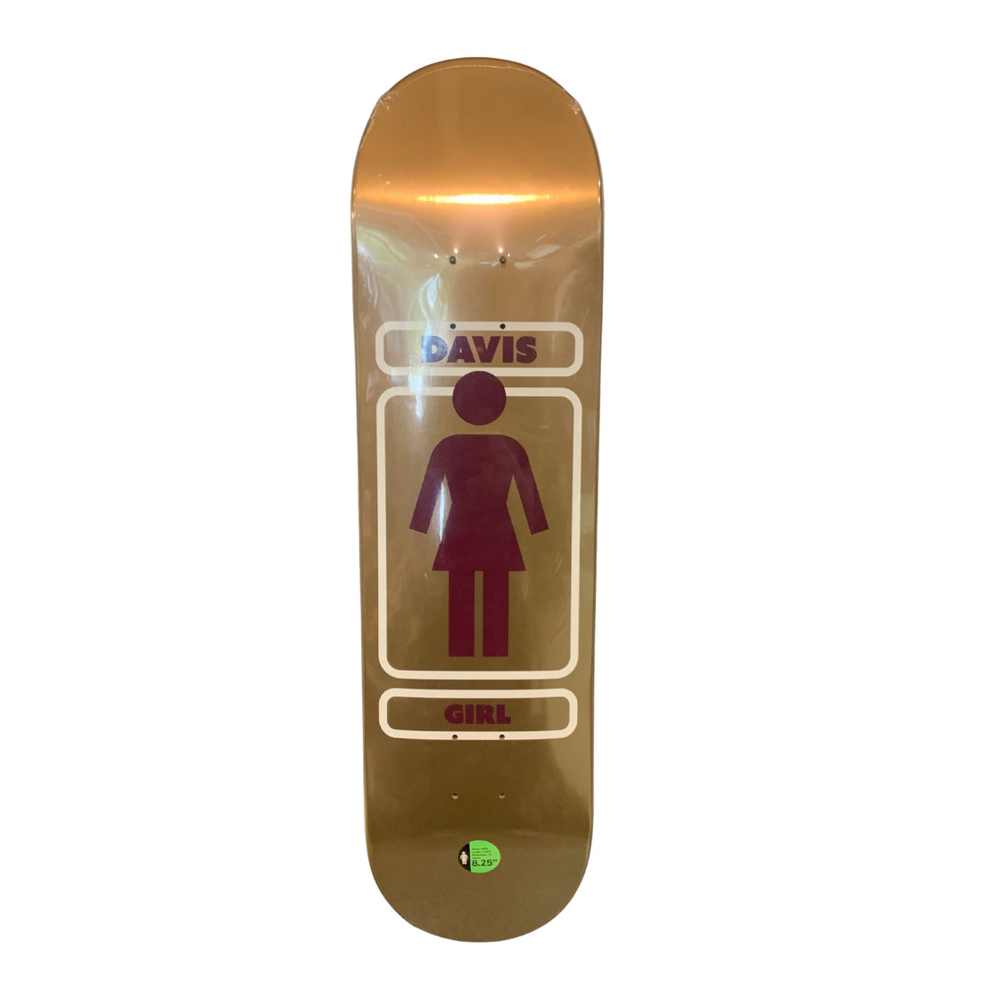 Girl OG Rowan Davis Metallic Skate Deck 8.25" — 7-ply maple skateboard deck with metallic graphic and G052 shape, available at Freeride Surf & Skate NZ.