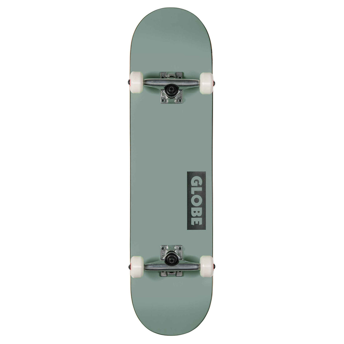 Globe Goodstock 8.5-inch Skateboard Complete in Fog with matte finish, natural wood logo, Resin-7 maple deck and Tensor alloy trucks, available at Freeride Surf & Skate NZ.