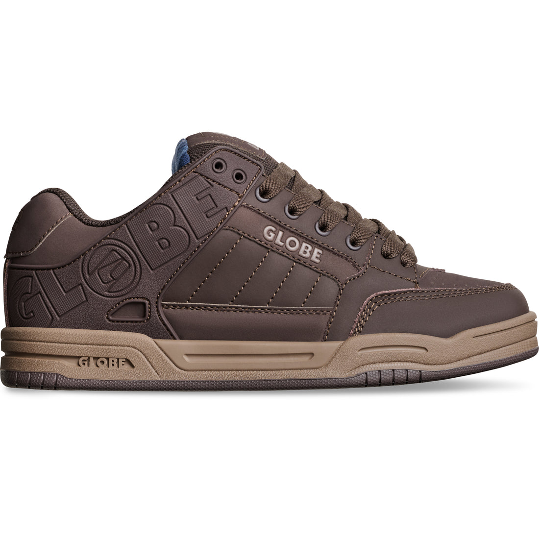 Globe Tilt Brown Blue Tartan skate shoes available at Freeride Surf & Skate NZ.