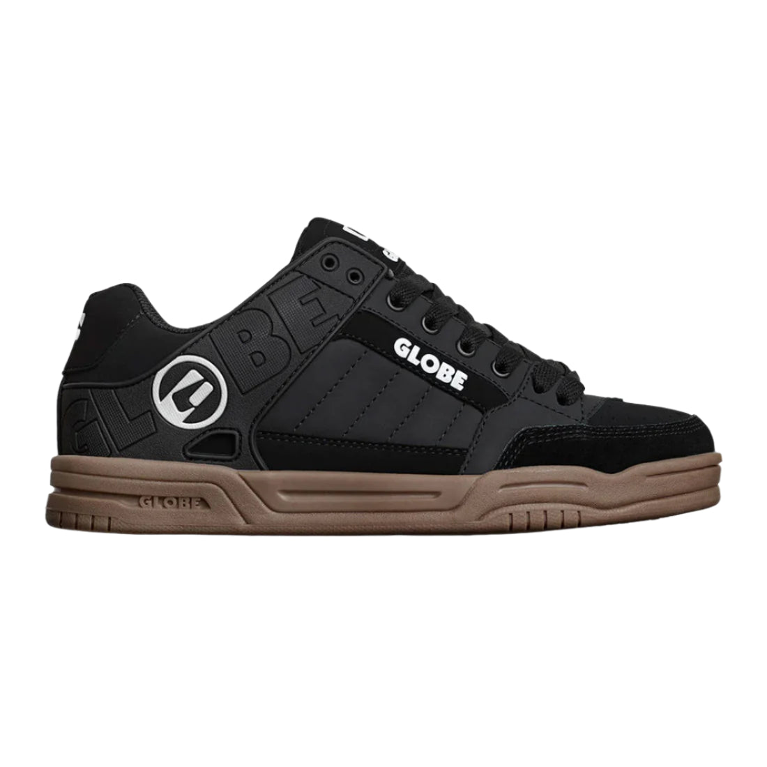 Side profile of Globe Tilt Onyx Gum skate shoes Black Gum Colour