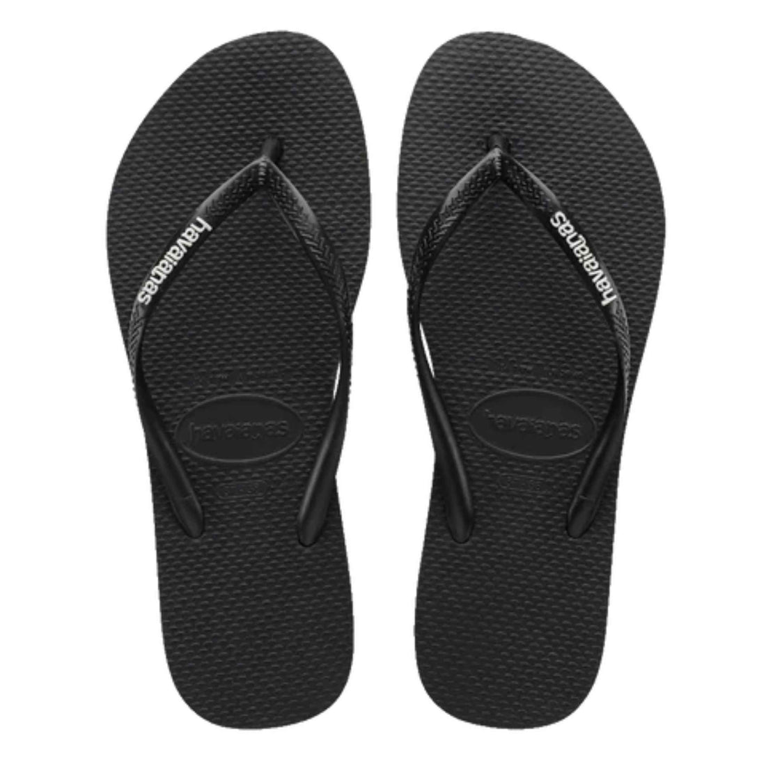 Havaianas Slim Logo Pop Up Black White Jandals available at Freeride Surf & Skate NZ.