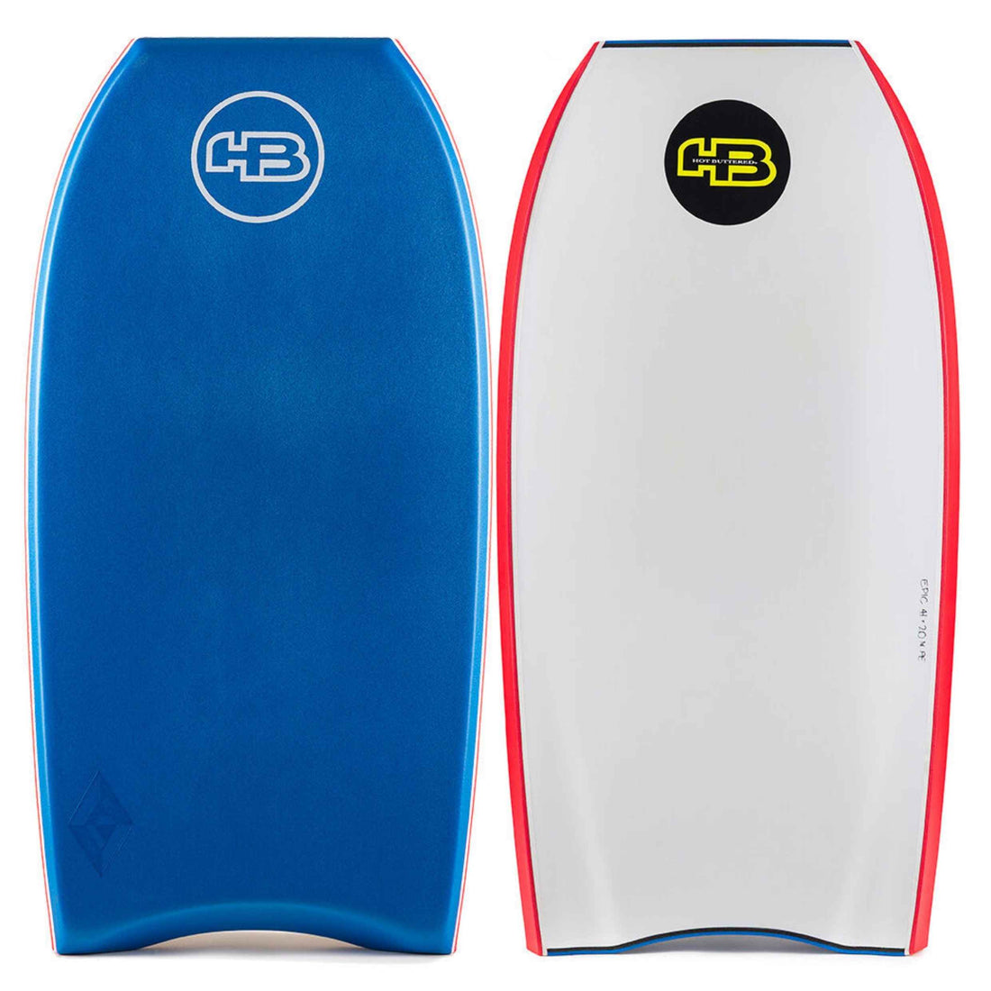 Hot Buttered 41 inch Epic PE core bodyboard royal blue white surf bodyboard available at Freeride Surf & Skate NZ.