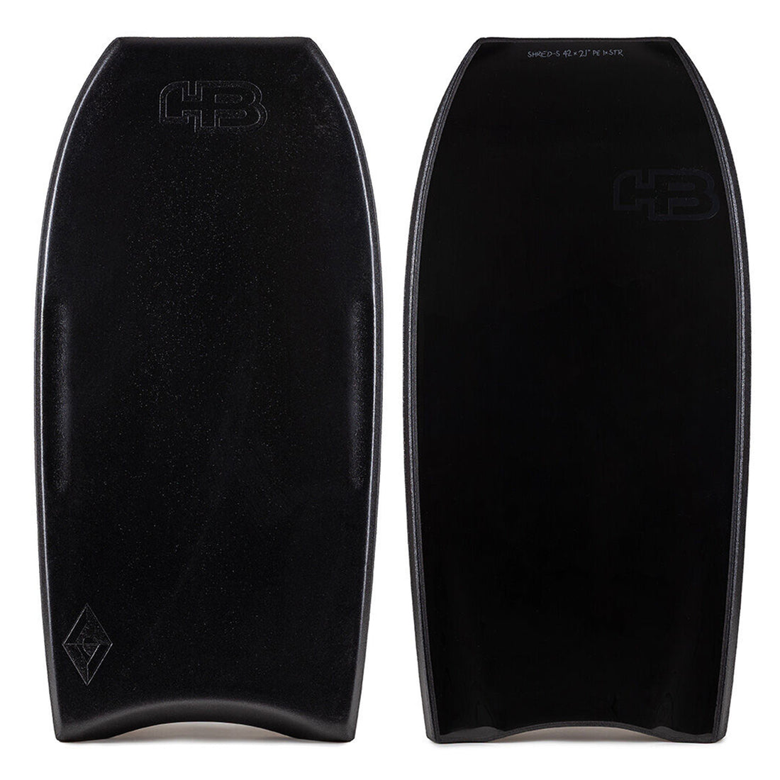 Hot Buttered 43 inch Shred S PE core bodyboard black performance surf bodyboard available at Freeride Surf & Skate NZ.