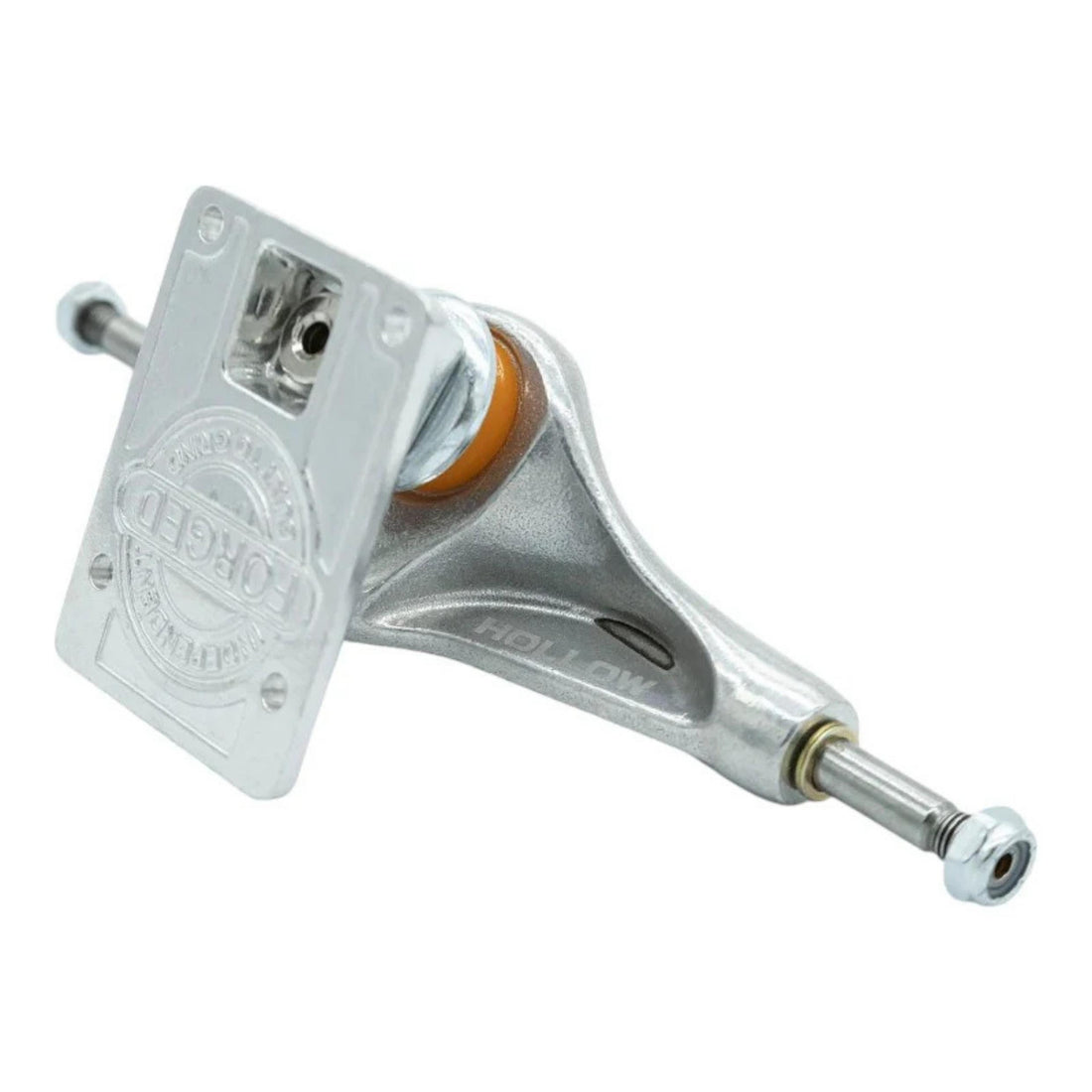 Close-up of forged baseplate and Independent logo on Stage 11 Hollow Trucks