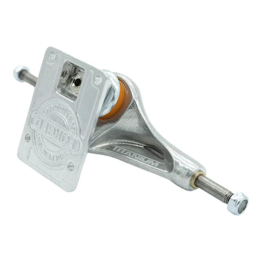 Side view of Independent Forged Titanium 139 Skateboard Truck showing lightweight baseplate