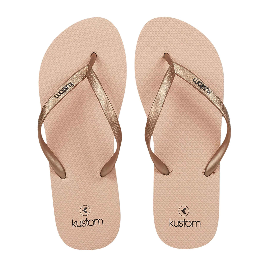 Kustom Classic Rose Tan jandals — lightweight casual sandals with cushioned footbed for everyday summer wear, available at Freeride Surf & Skate NZ.
