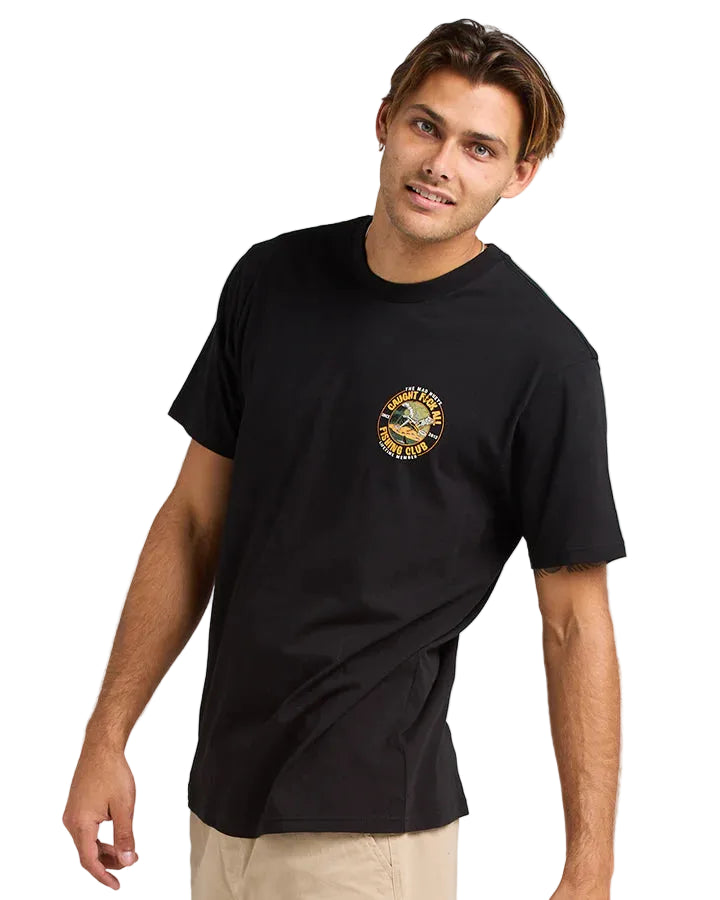 Mad Hueys Caught F*ck All Tee in Black available at Freeride Surf & Skate NZ.