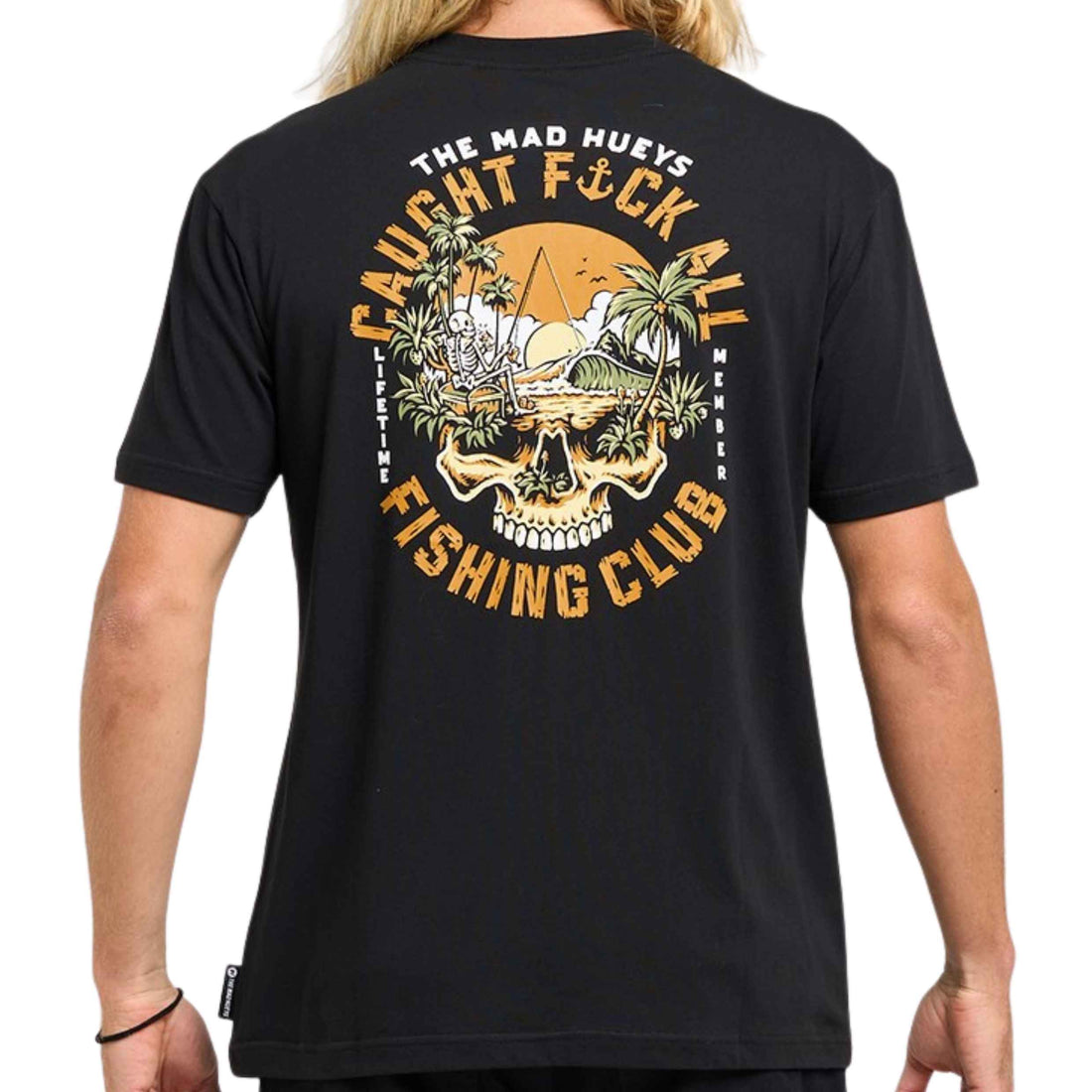 Mad Hueys Caught FK All Island Tee in Black available at Freeride Surf & Skate NZ.