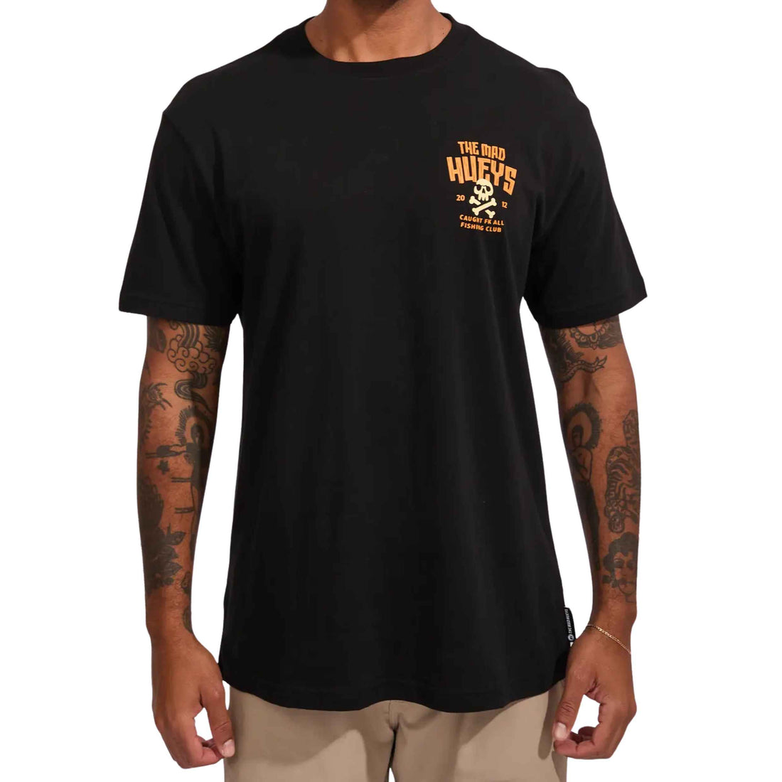 Mad Hueys Caught FK Skull Tee Black with front and back print at Freeride Surf & Skate Auckland NZ