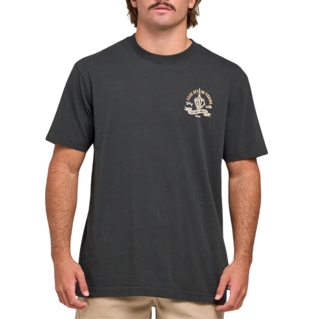 Mad Hueys FK Off Ish Tee in Vintage Black available at Freeride Surf & Skate NZ.